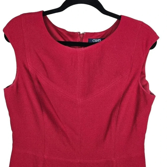 Chaps Red Polyester Crepe Cap Sleeve A Line Classic Dress Size 14 - Picture 3 of 10